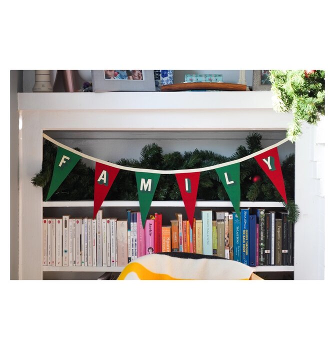 Pennant Flags | "Family" | Red & Green Bunting