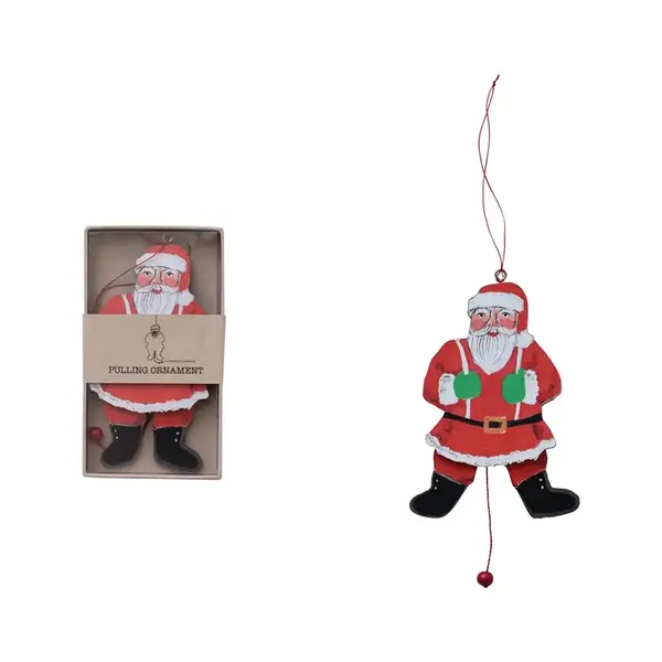 Creative Co-Op Pulling Ornament | Santa