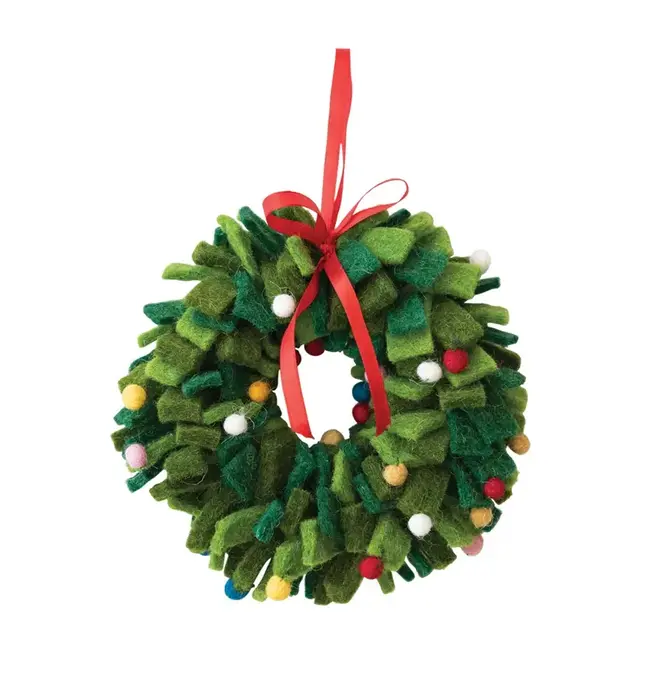 Ornament | Felt Wreath | Shag + Pom-Poms