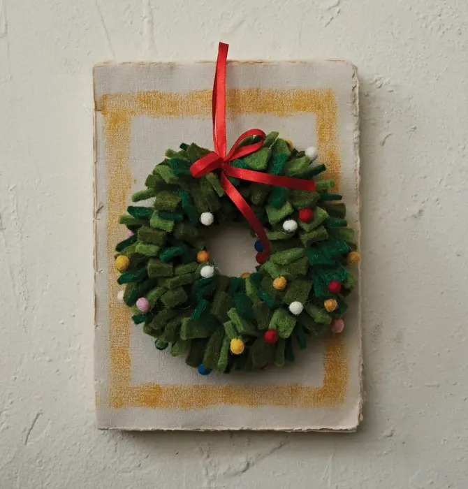 Ornament | Felt Wreath | Shag + Pom-Poms