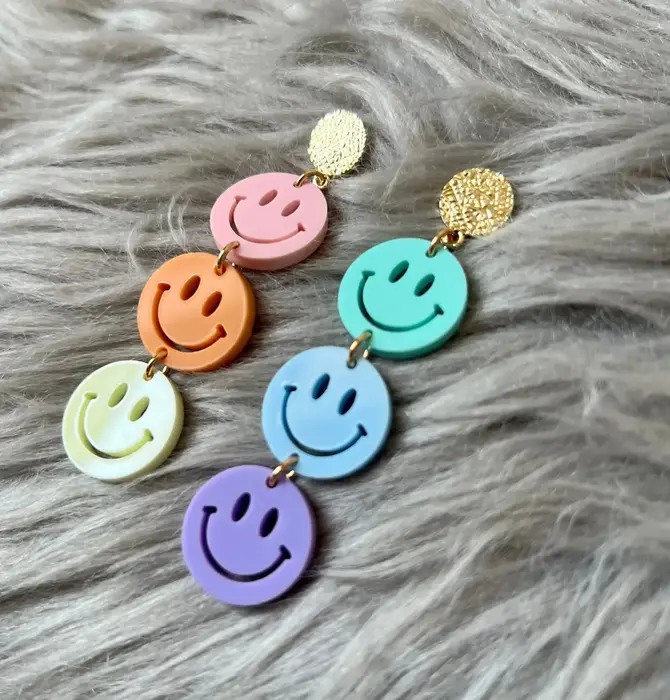 Earrings | Smiley Dangles | Pastel