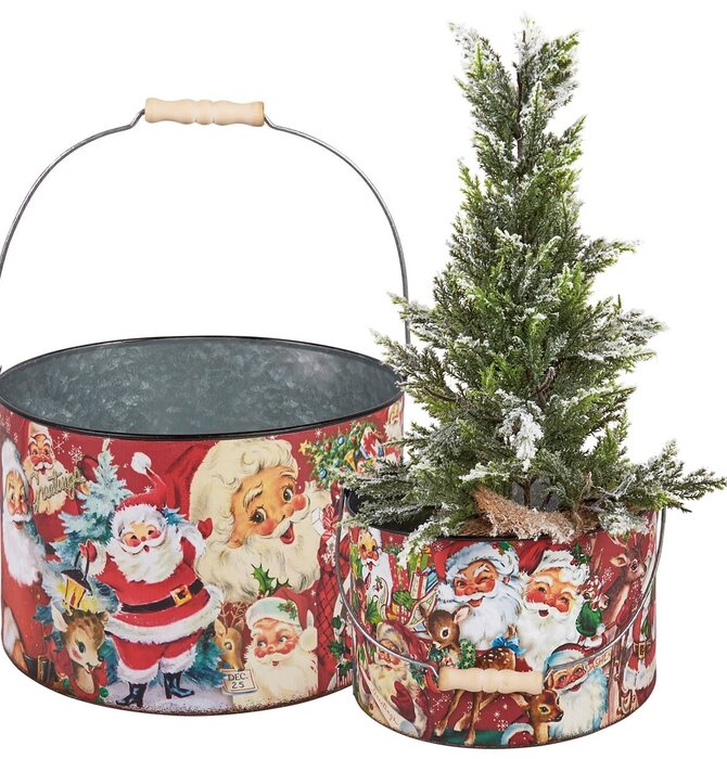 Metal Bucket | Vintage Christmas