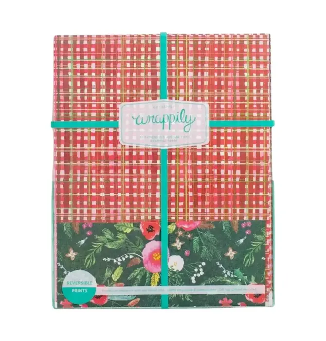 Wrapping Paper | 2-Sided Eco | Homespun Plaid/Winter Floral