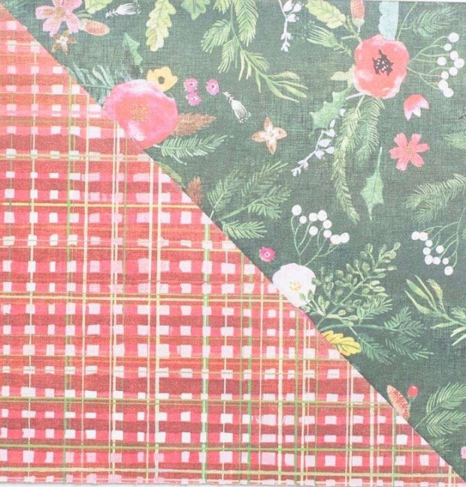 Wrapping Paper | 2-Sided Eco | Homespun Plaid/Winter Floral