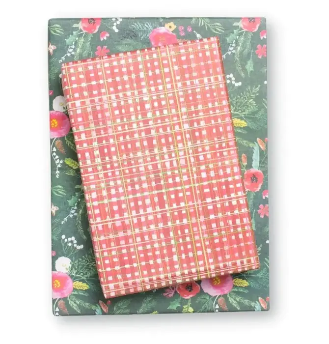 Wrapping Paper | 2-Sided Eco | Homespun Plaid/Winter Floral
