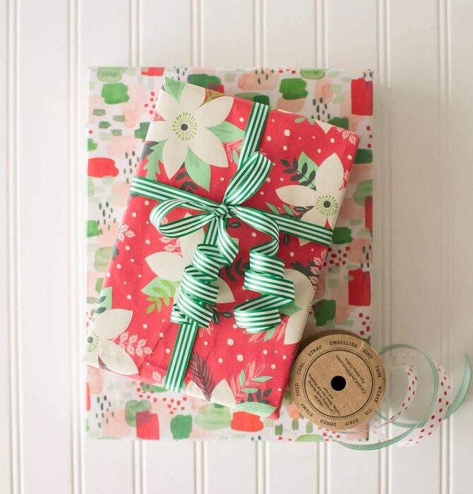 Wrapping Paper | 2-Sided Eco | Poinsettia/Painterly
