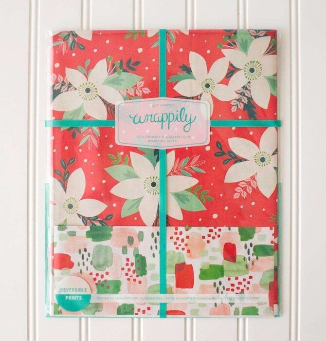 Wrapping Paper | 2-Sided Eco | Poinsettia/Painterly