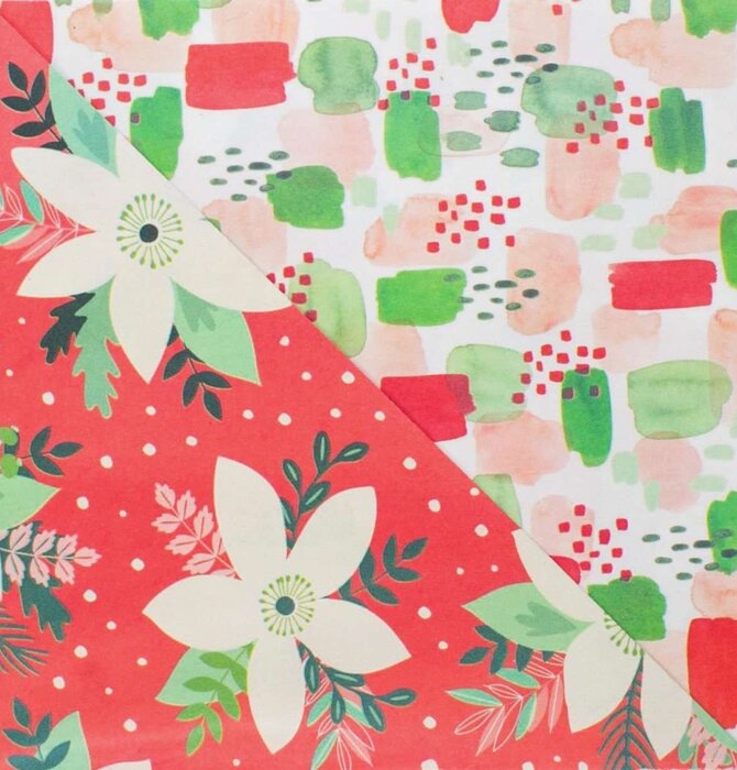 Wrapping Paper | 2-Sided Eco | Poinsettia/Painterly