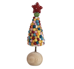 Felt Pom Pom Tree | Beaded Star | Wood Ball Base