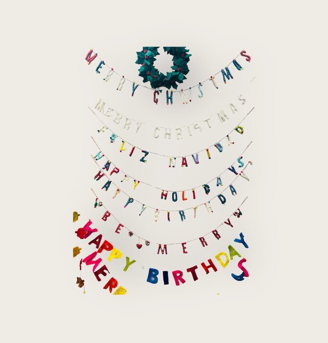 Garland | Merry Christmas | Cream Detailed Letters