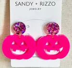 Earrings | Pumpkin | Hot Pink Dangle