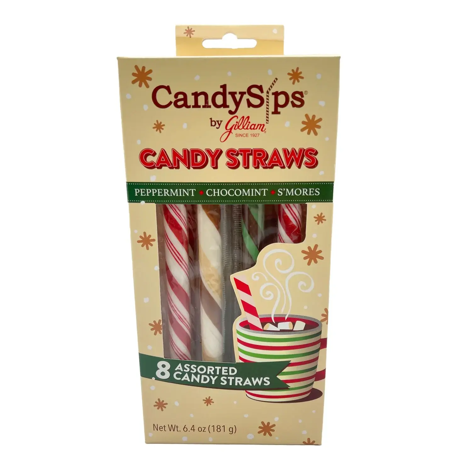 Candy Cane Straw Charm