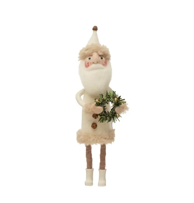 Figure | Felt Santa 11" | Snowy White + Wreath
