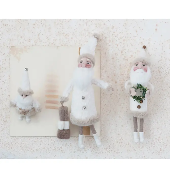 Figure | Felt Santa 11" | Snowy White + Wreath