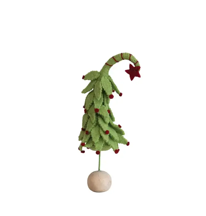 Figure | Green Felt Tree | Swoop Top + Ball Base