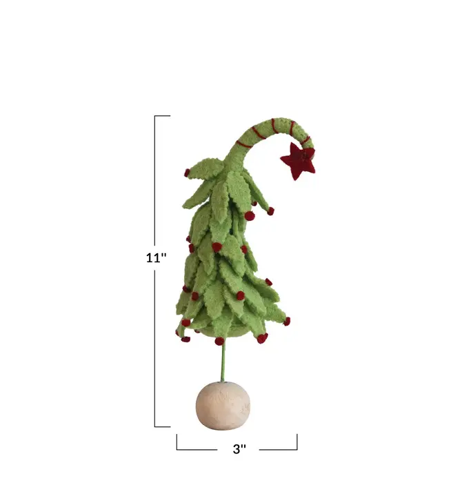 Figure | Green Felt Tree | Swoop Top + Ball Base