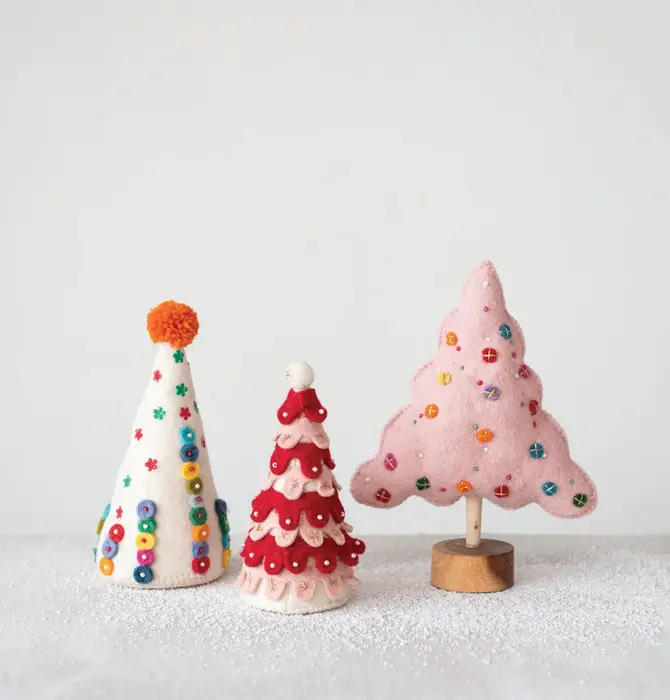 Figure | Felt Tree | Pink + Red Scallops