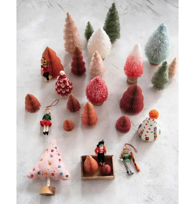 Figure | Pink Felt Tree | Beads + Applique + Embroidery