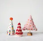 Figure | Pink Felt Tree | Beads + Applique + Embroidery