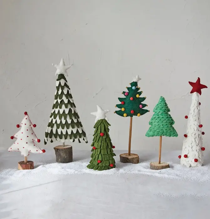 Tree | Felt Wool 13.5" | Light Green Scalloped