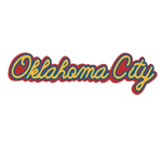 Sticker | Oklahoma City | Script Yellow Blue Red