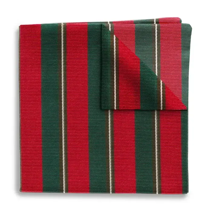 Pocket Square | Silk | December River (Red/Green Stripe)