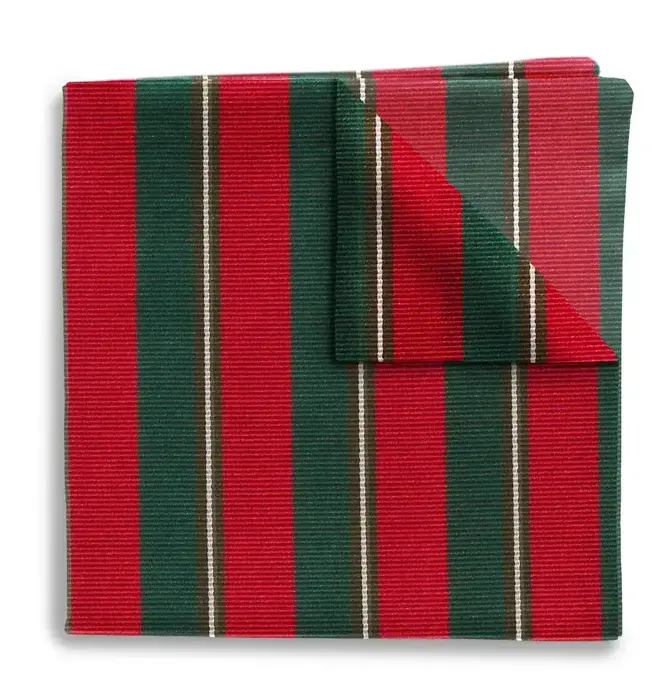 Pocket Square | Silk | Red/Green Stripe