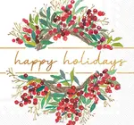 Cocktail Napkins | Happy Holidays Wreath