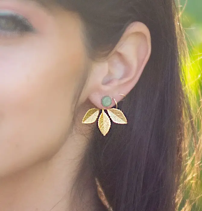 Earrings | Botanical Layered Studs | Aventurine