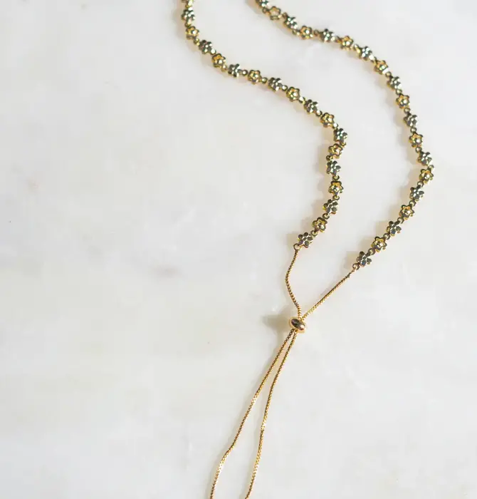 Necklace| Lariat Bolo Floral | 18KGP