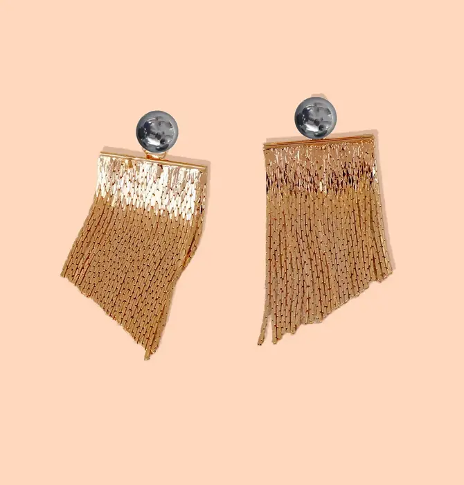 Earrings | "Rubell" Layered | Hematite | 18K Gold Plated