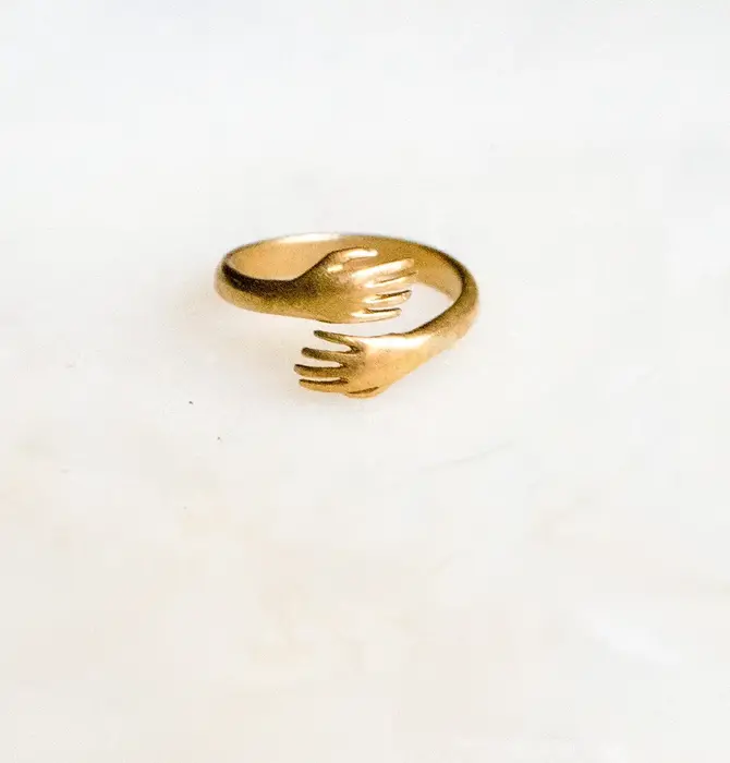 Ring | Raw Brass Adjustable | "Hold Your Hand" | Small