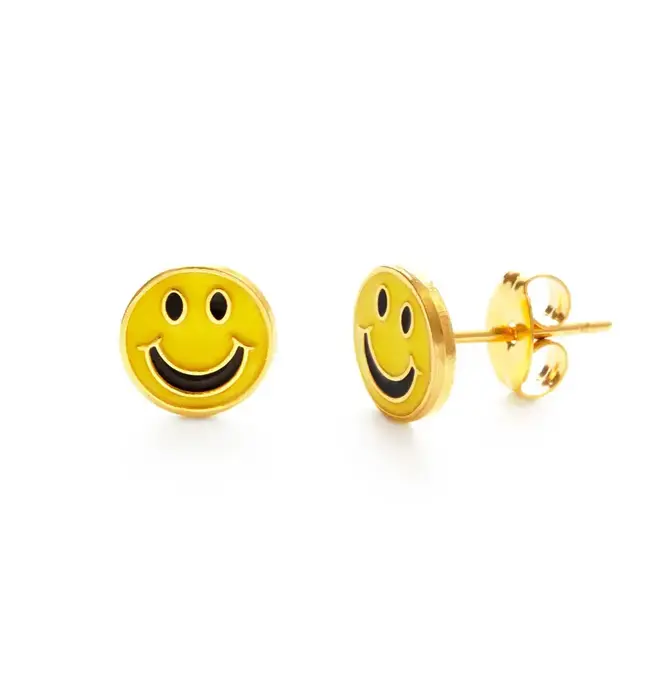 Earrings | Stud | 70's Smiley Face | 14KGP