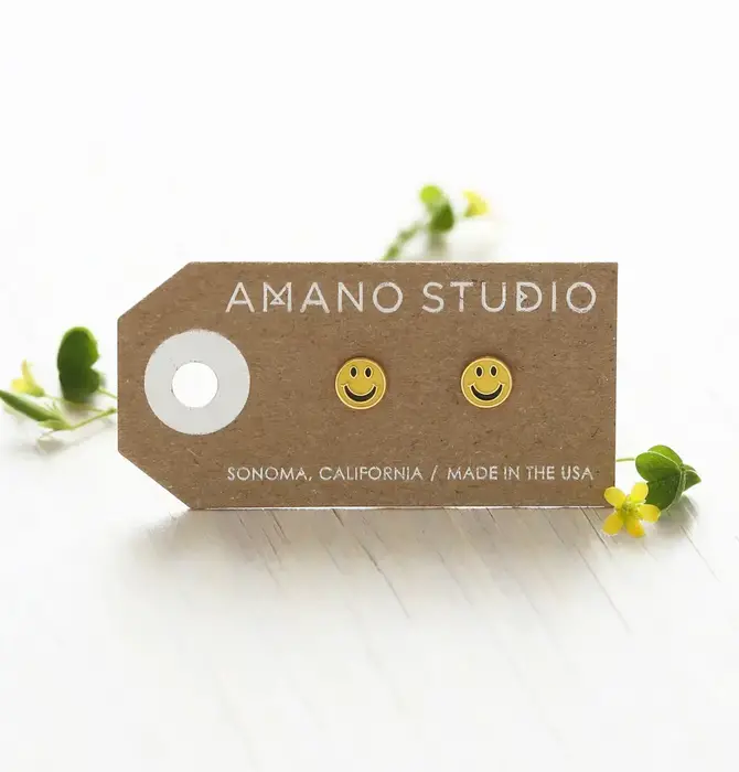 Earrings | Stud | 70's Smiley Face | 14KGP