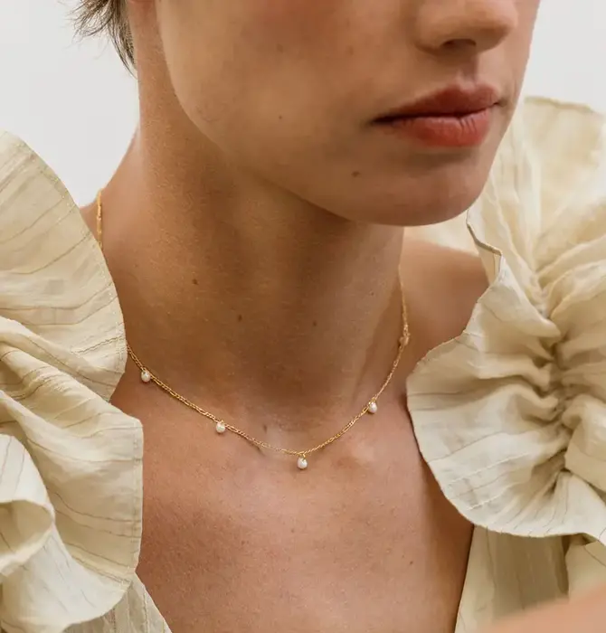 Necklace | Five Graces Pearl | 14K Gold Plate
