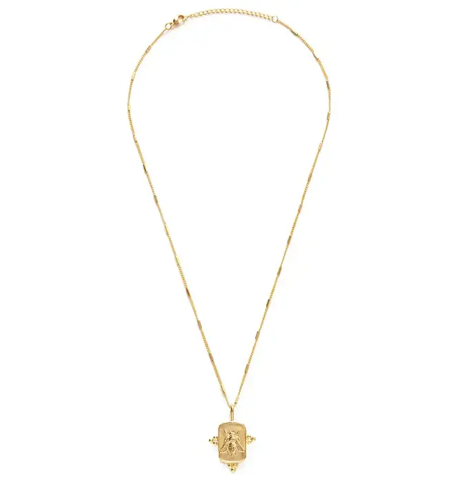 Necklace | Queen Bee Medallion | 20" Chain | 14KGP