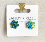 Earrings | Flower Glitter Stud | Turquoise