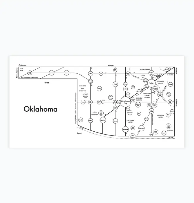 Art Print | Letterpress | 6" x 12" | Oklahoma Map