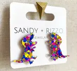 Earrings | T-Rex | Sparkle Confetti
