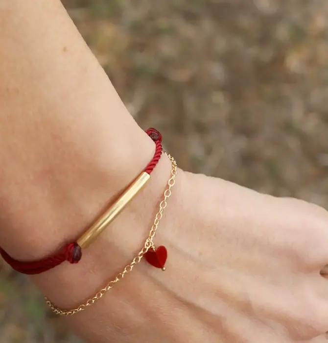 Bracelet | Carnelian Heart | Gold Filled Chain
