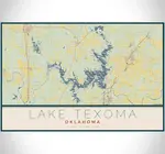 Map Print | 12x18 Woodblock | Oklahoma Lakes