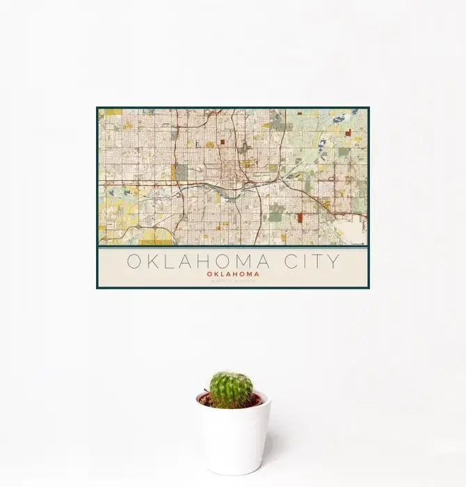 Map Print | 12x18 Woodblock | Oklahoma City