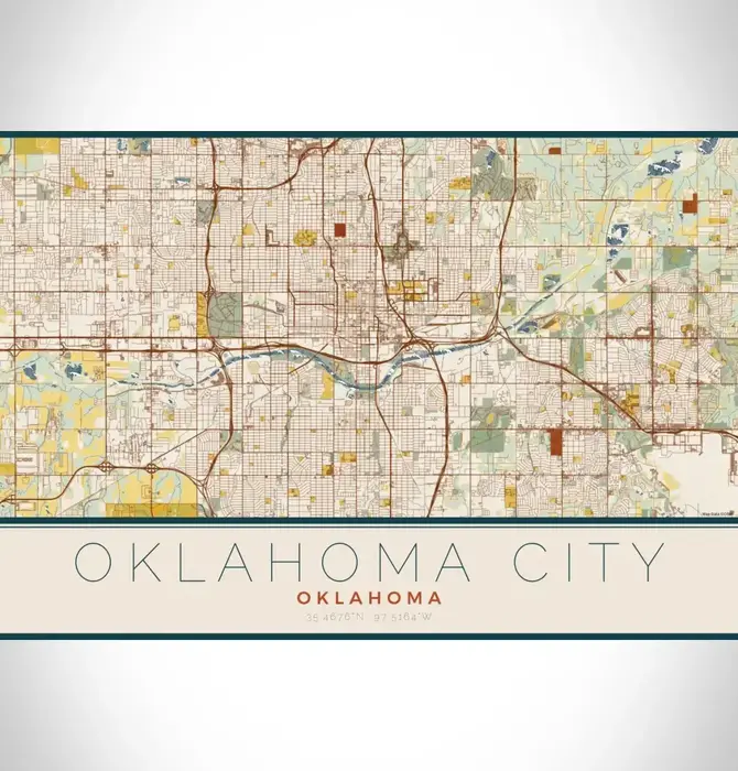 Map Print | 12x18 Woodblock | Oklahoma City