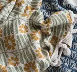 Throw Blanket | Flowers + Braided Poms