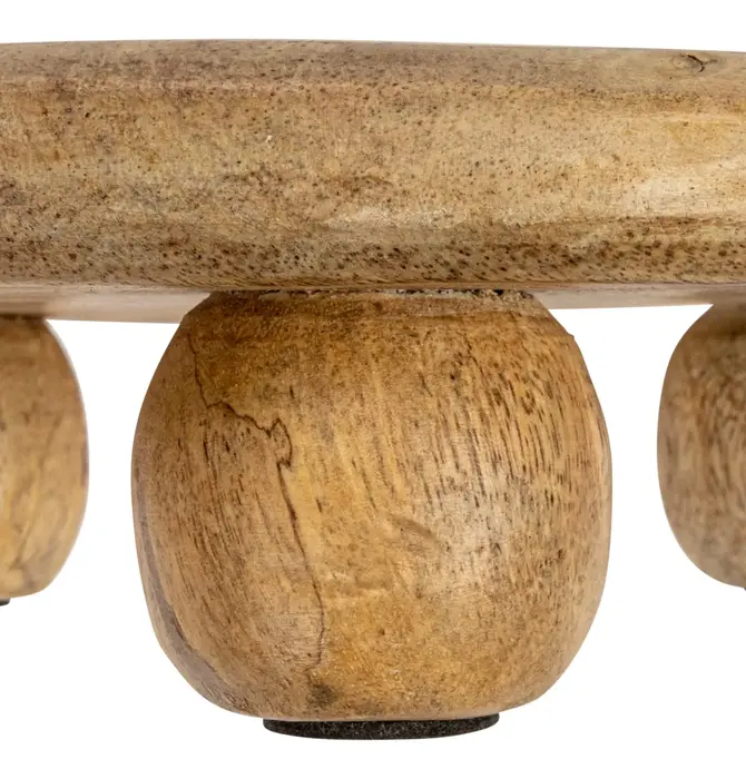 Footed Pedestal | Mango Wood | Hand-Carved