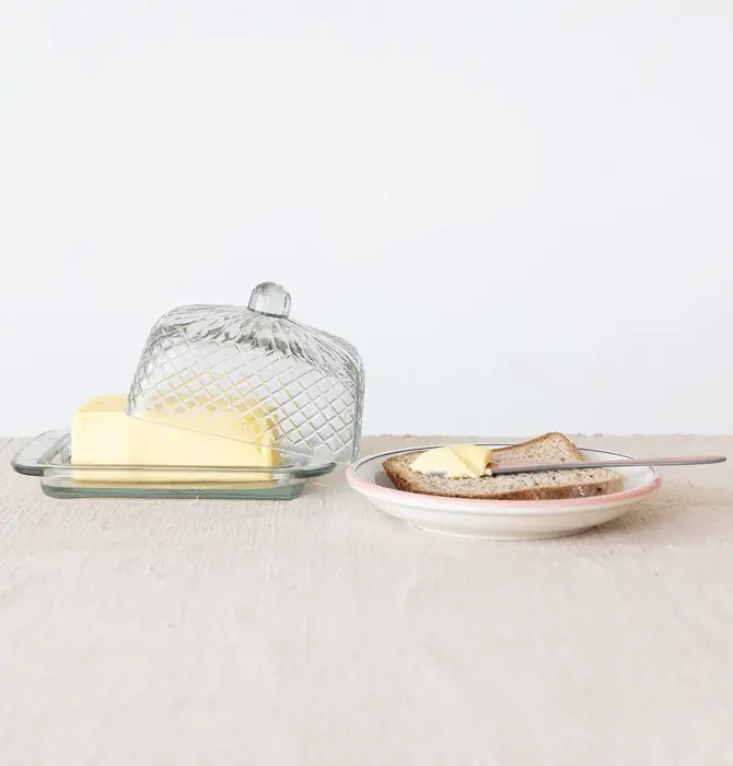 Butter Dish | Embossed Glass