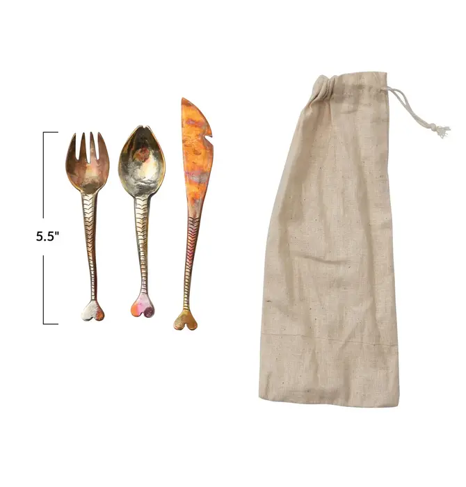 Flatware Set | Hand-Forged Copper | Fish Tail Silhouette