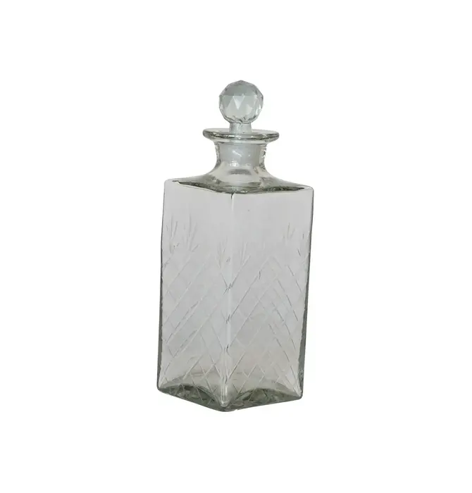 Decanter | Etched Recycled Glass | Diamond Stopper
