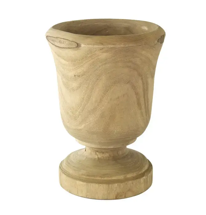 Vase | Footed | Hand-Carved Paulownia Wood