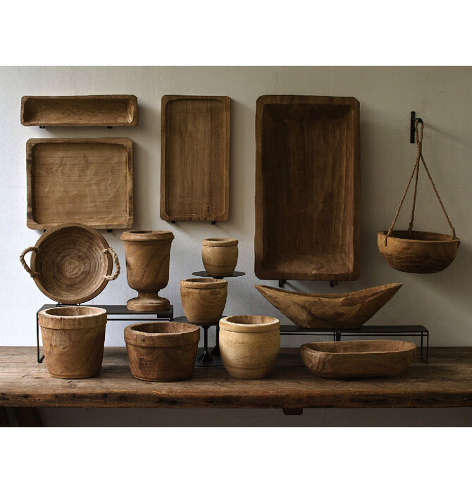 Vase | Footed | Hand-Carved Paulownia Wood